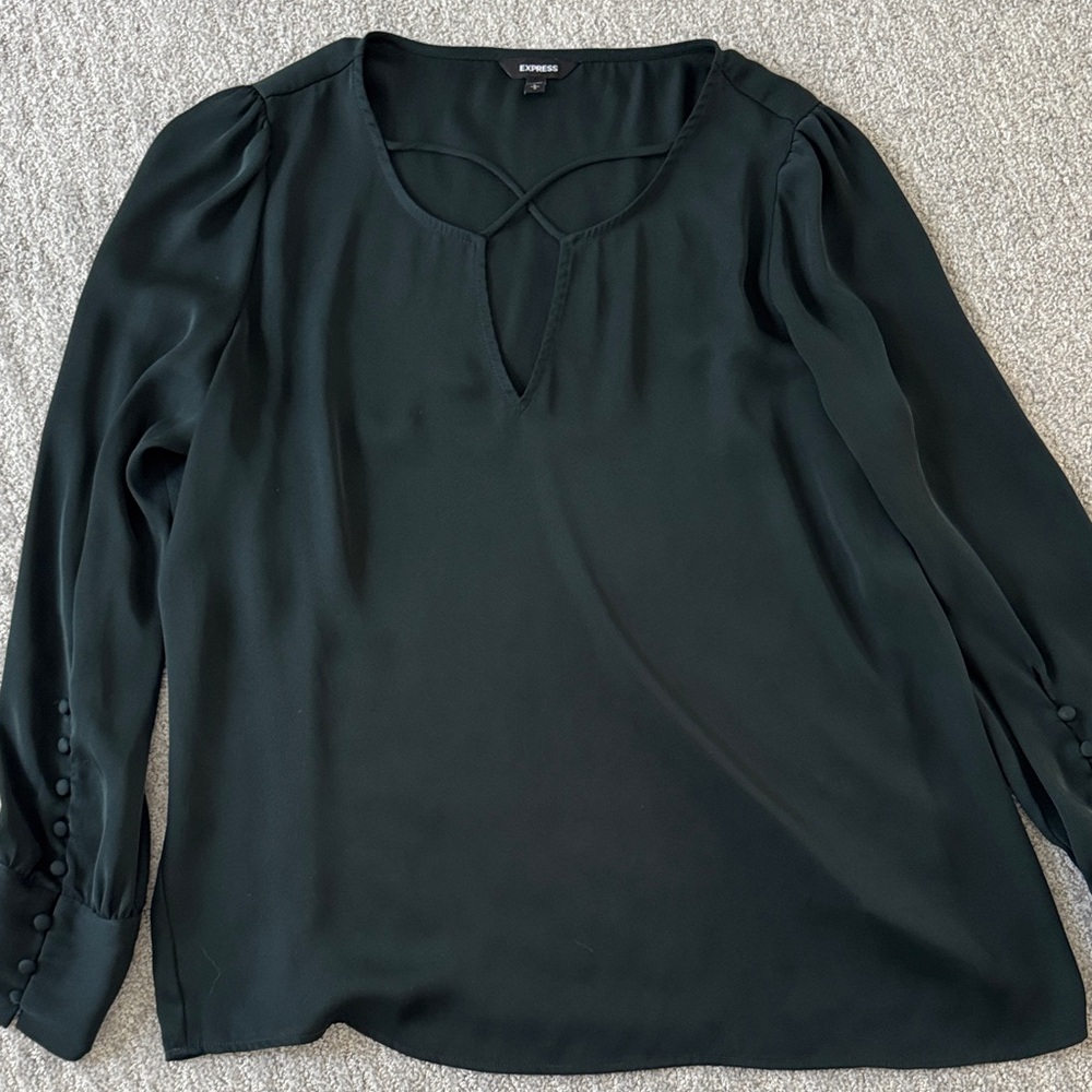 Express Criss Cross Hunter Green Blouse